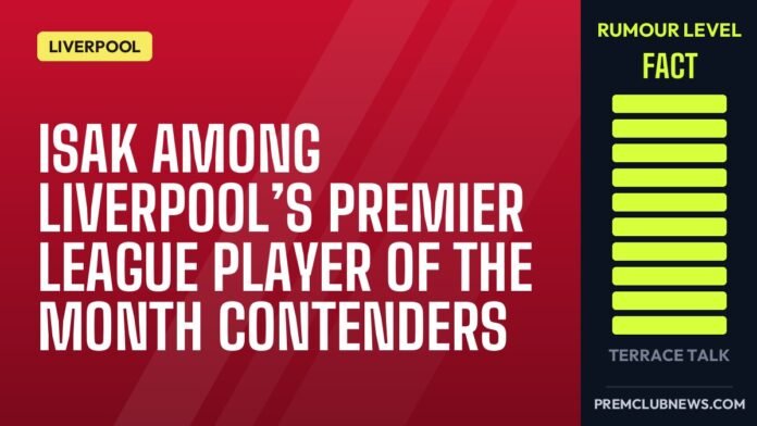 Isak among Liverpool’s Premier League Player of the Month contenders