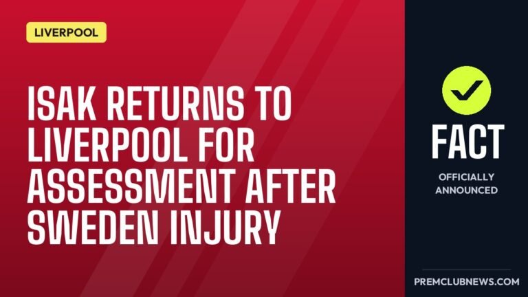 Isak returns to Liverpool for assessment after Sweden injury