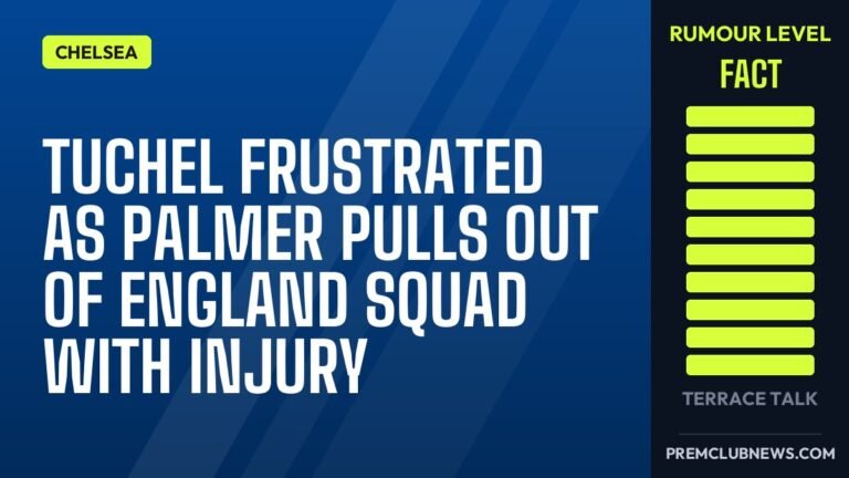 Tuchel frustrated as Palmer pulls out of England squad with injury