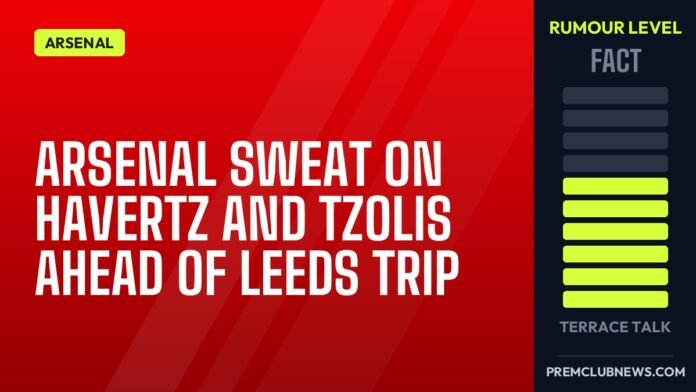 Arsenal sweat on Havertz and Tzolis ahead of Leeds trip