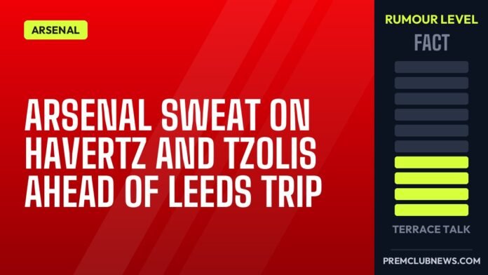 Arsenal sweat on Havertz and Tzolis ahead of Leeds trip Arsenal sweat on Havertz and Tzolis ahead of Leeds trip