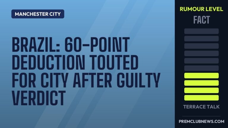 Brazil: 60-point deduction touted for City after guilty verdict