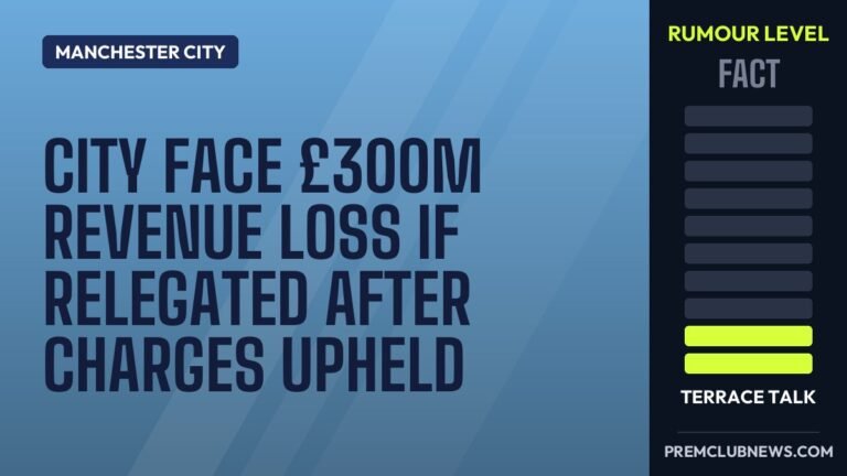 City face £300m revenue loss if relegated after charges upheld