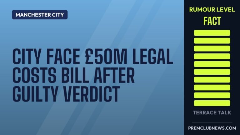 City face £50m legal costs bill after guilty verdict