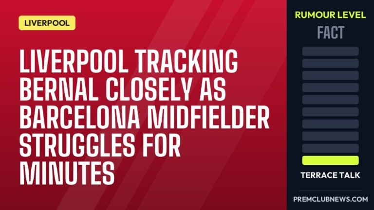 Liverpool tracking Bernal closely as Barcelona midfielder struggles for minutes