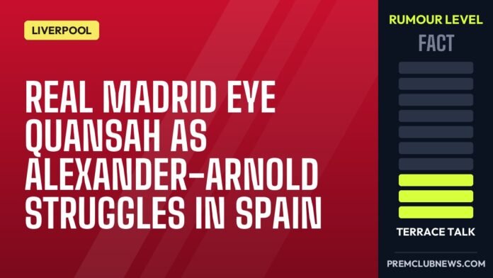 Real Madrid eye Quansah as Alexander-Arnold struggles in Spain